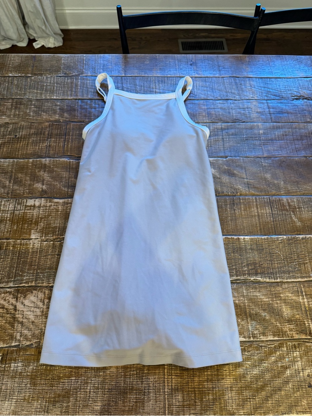Simple White Lined Light Brown Athletic Dress